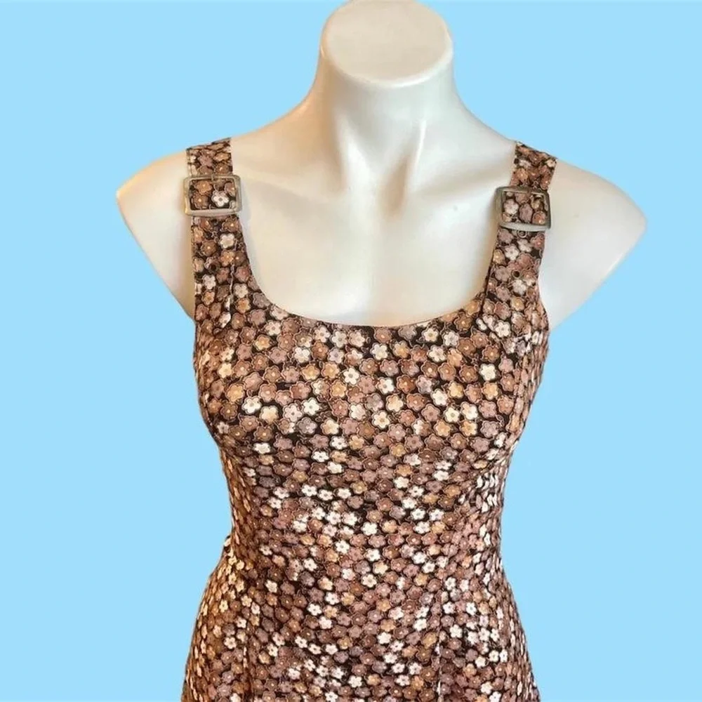 Vintage 90’s ditsy floral mini overall dress - Picture 3 of 4